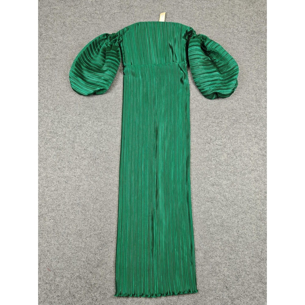 L'IDEE Dress Womens XS Emerald Green‎ Off Shoulder Pleated Maxi Gown BHLDN New